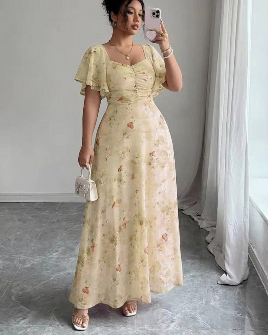 Chiffon Ruched Maxi Dress