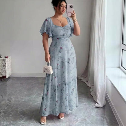 Chiffon Ruched Maxi Dress