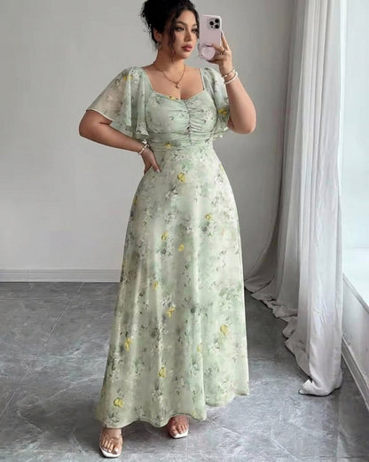 Chiffon Ruched Maxi Dress
