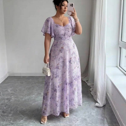 Chiffon Ruched Maxi Dress