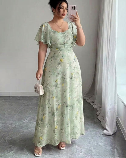 Chiffon Ruched Maxi Dress
