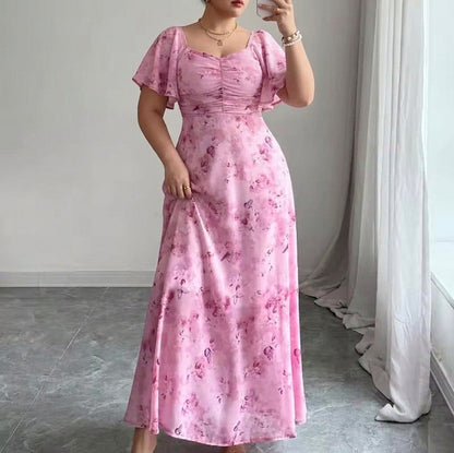 Chiffon Ruched Maxi Dress