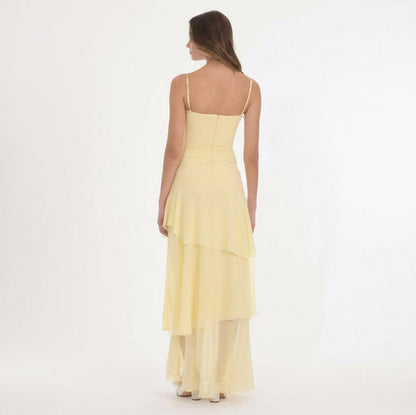 Chiffon Square Neck Tiered Maxi Dress