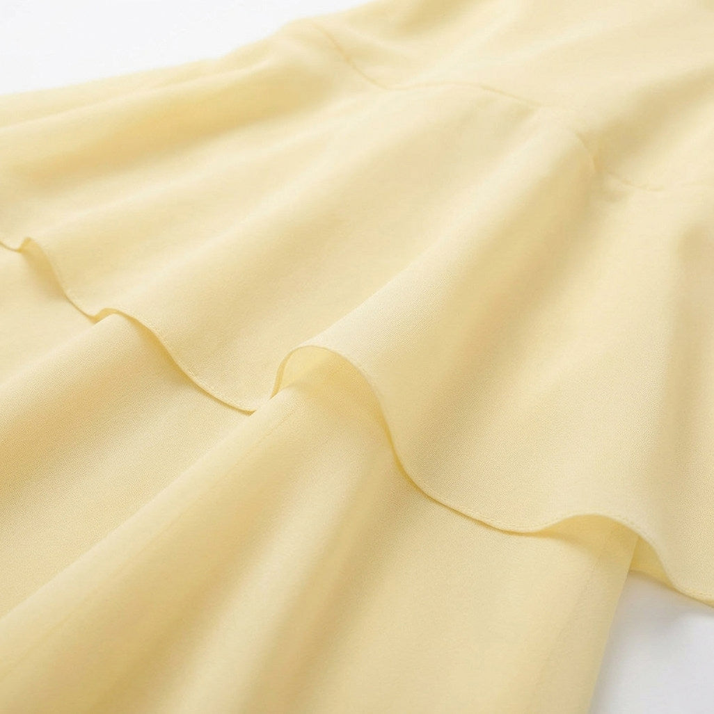 Chiffon Square Neck Tiered Maxi Dress