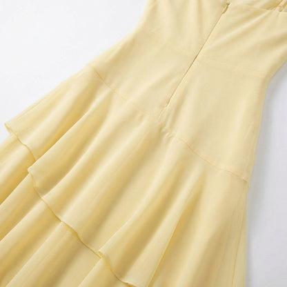 Chiffon Square Neck Tiered Maxi Dress
