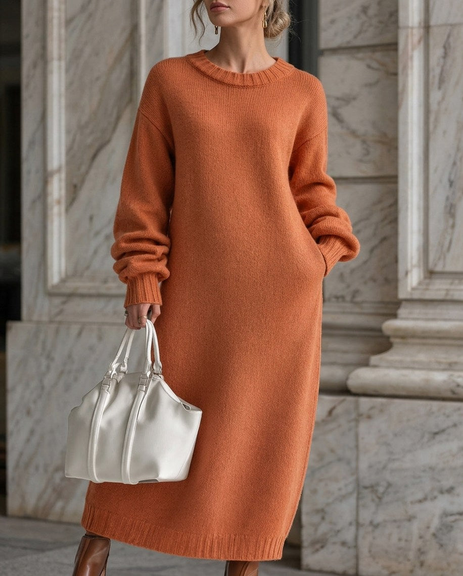Chunky Knit Balloon Sleeve Sweater Dress