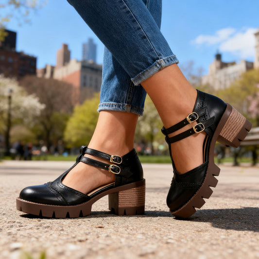 Chunky Lug Sole Mary Jane Heels