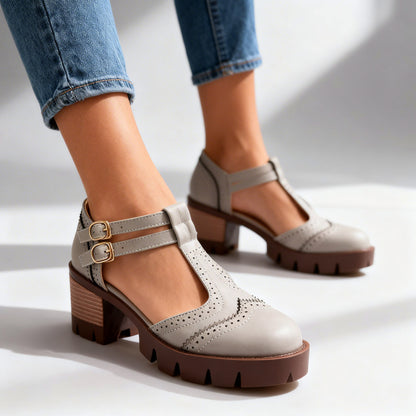 Chunky Lug Sole Mary Jane Heels