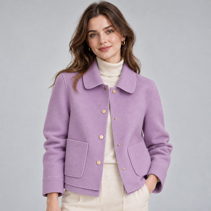 Collared Button Front Cropped Jacket