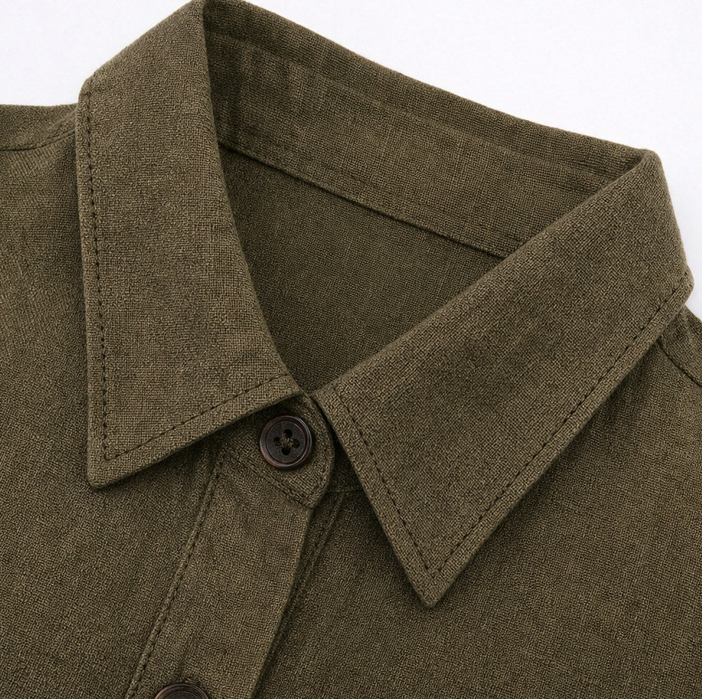 Collared Button Front Maxi Shirt Dress