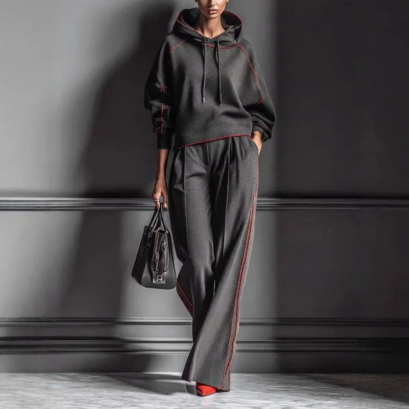Contrast Trim Hooded Matching Set