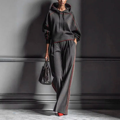 Contrast Trim Hooded Matching Set