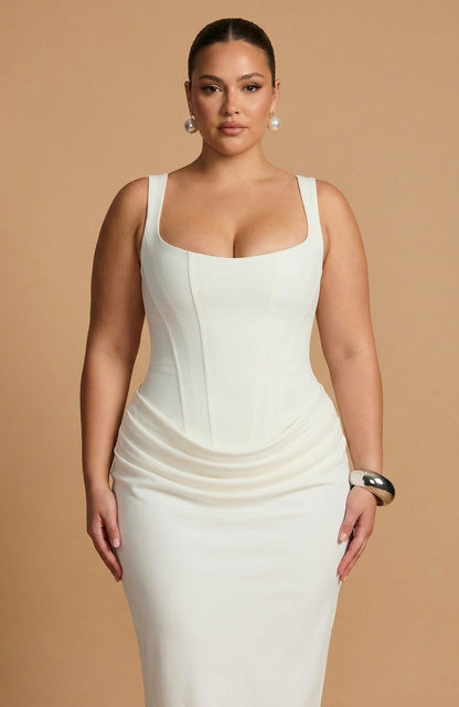 Corset Draped Drop Waist Maxi Dress