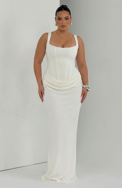 Corset Draped Drop Waist Maxi Dress