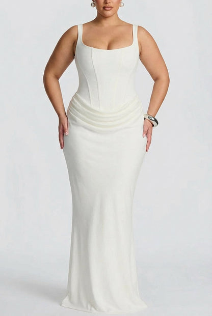 Corset Draped Drop Waist Maxi Dress