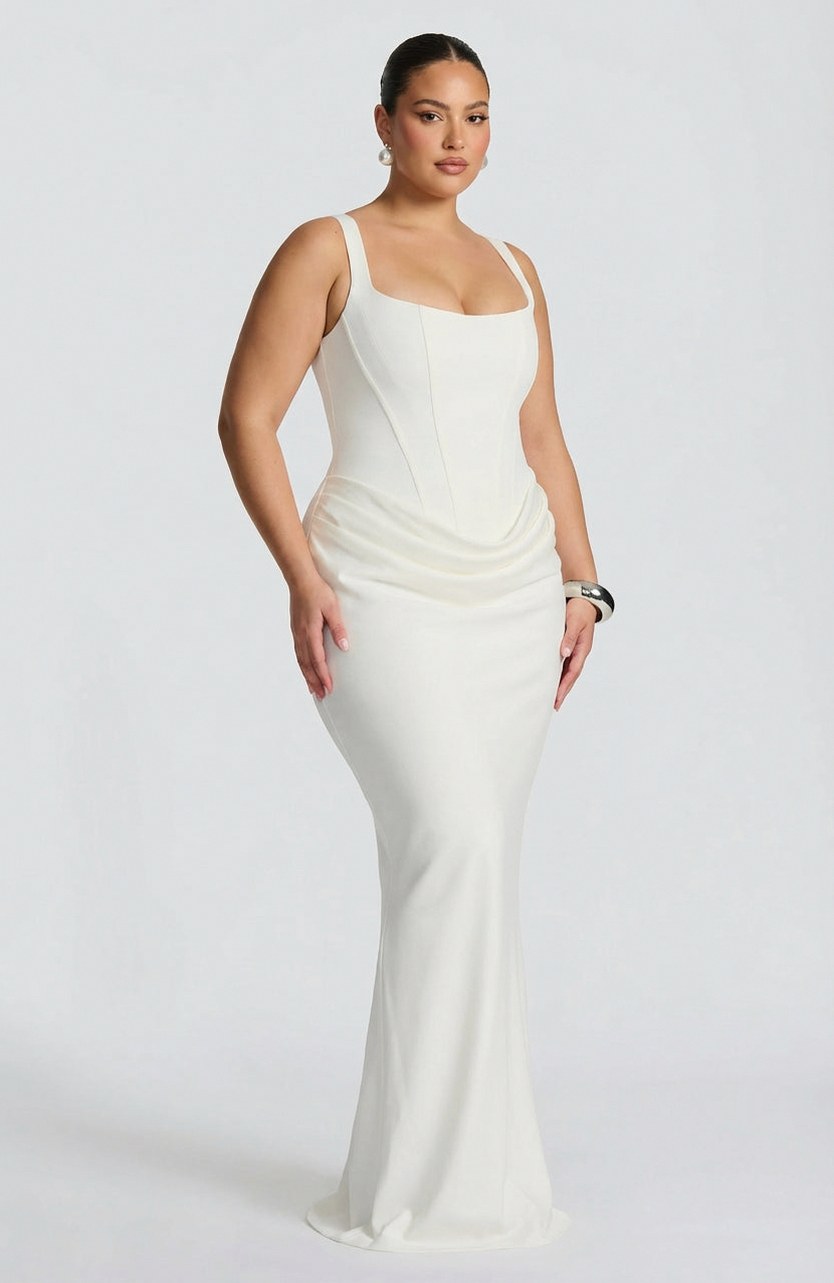 Corset Draped Drop Waist Maxi Dress