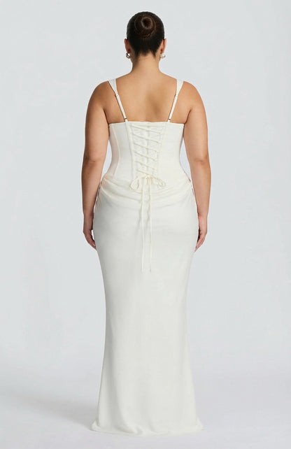 Corset Draped Drop Waist Maxi Dress