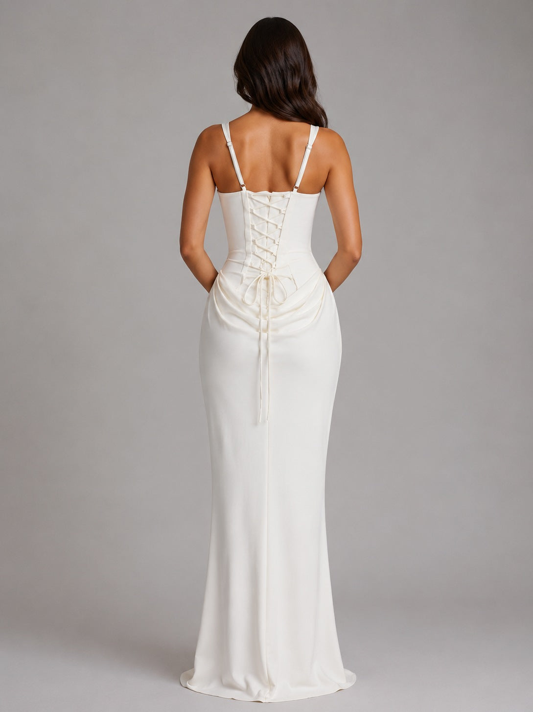 Corset Draped Square Neck Maxi Dress