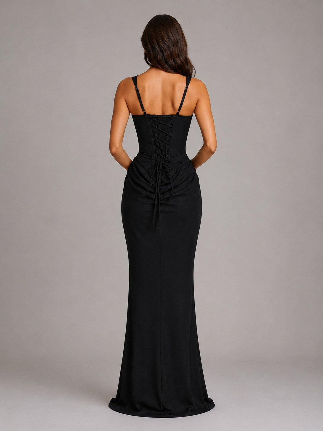 Corset Draped Square Neck Maxi Dress