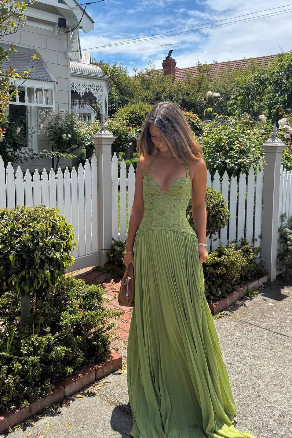 Corset Pleated Maxi Dress