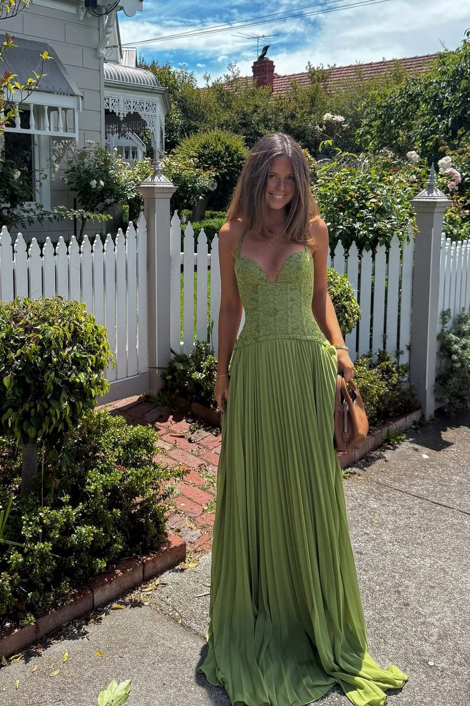 Corset Pleated Maxi Dress