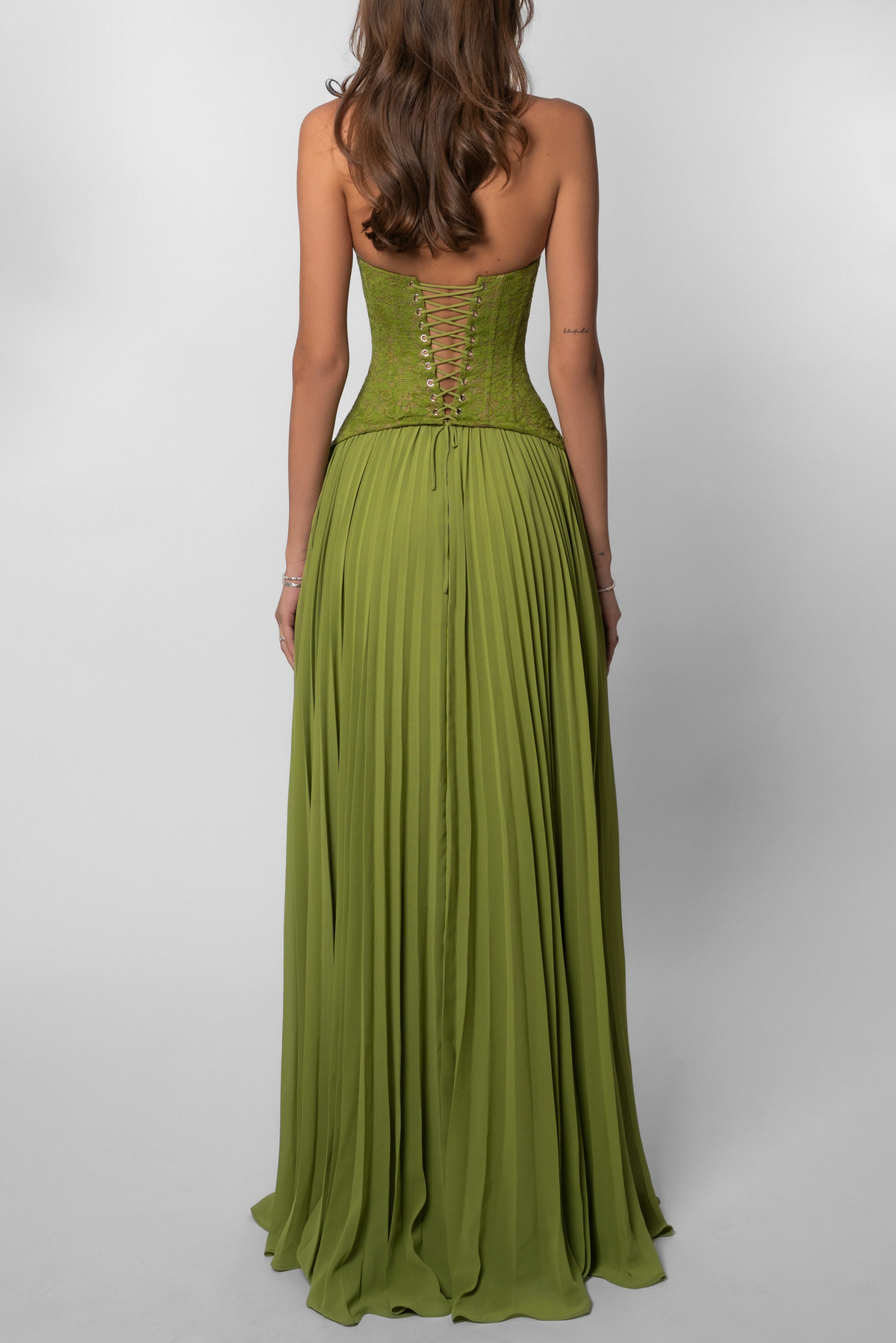 Corset Pleated Maxi Dress