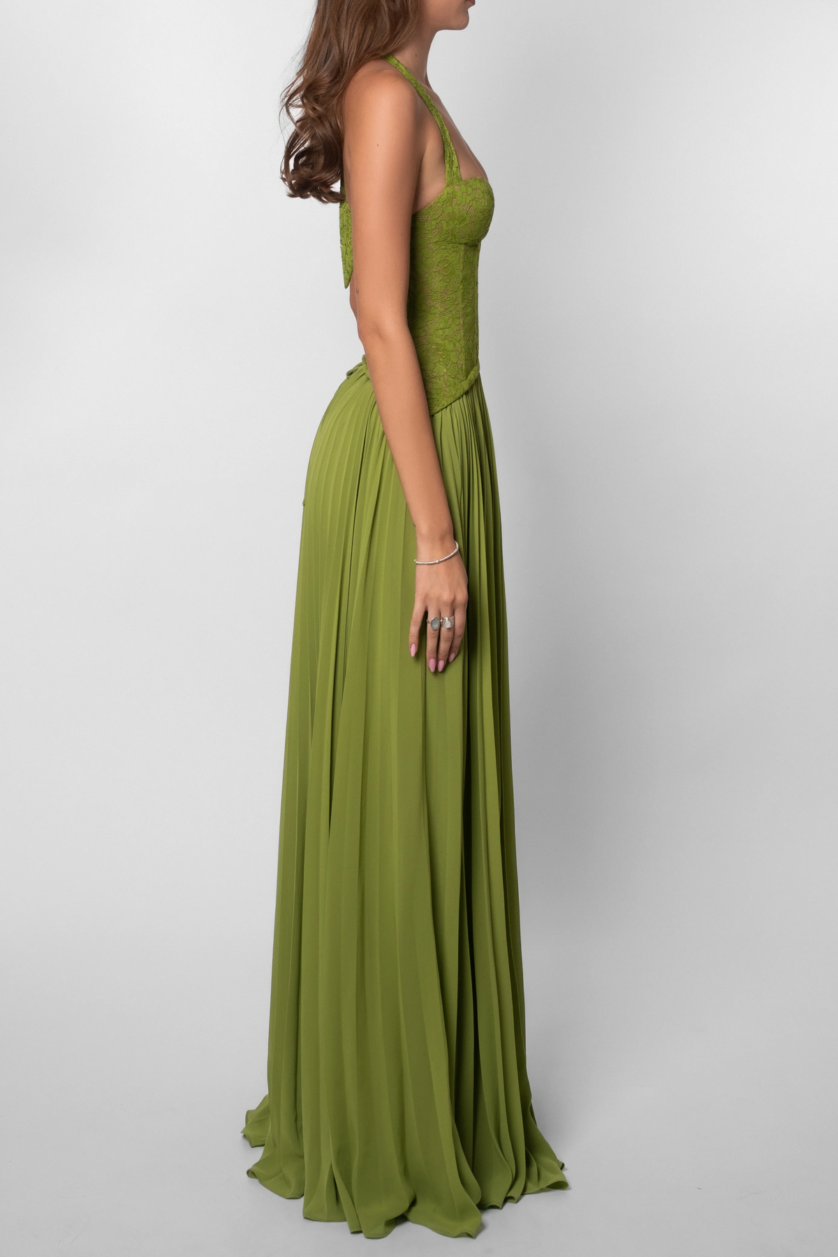 Corset Pleated Maxi Dress