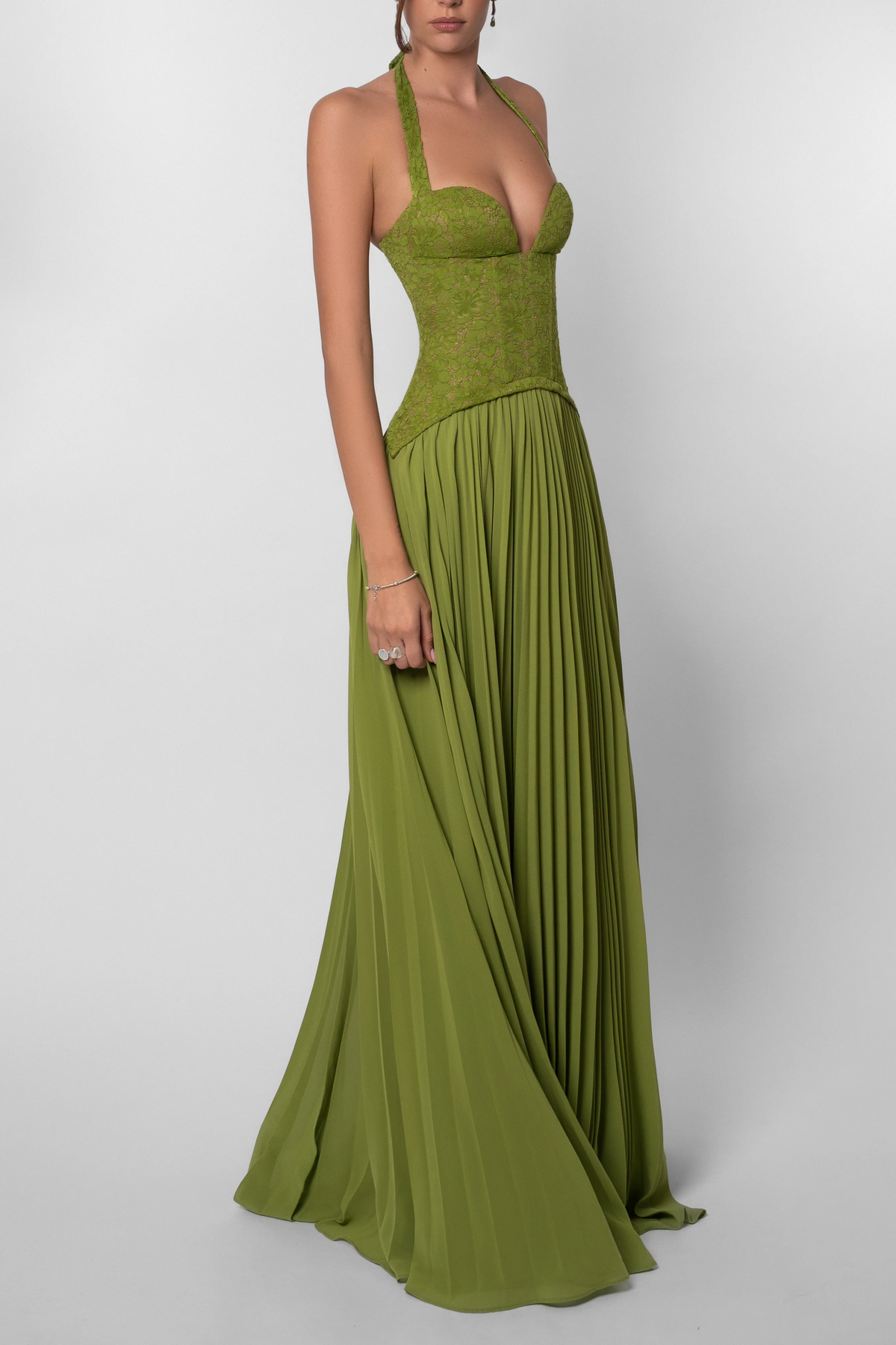 Corset Pleated Maxi Dress