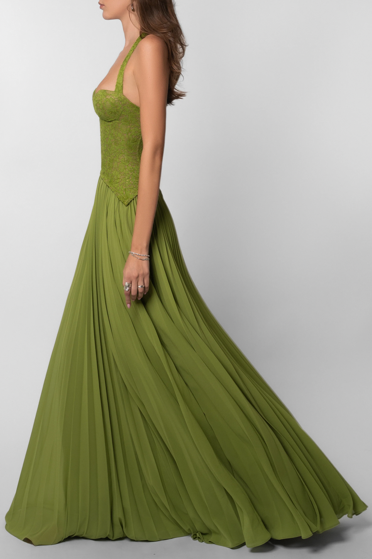 Corset Pleated Maxi Dress