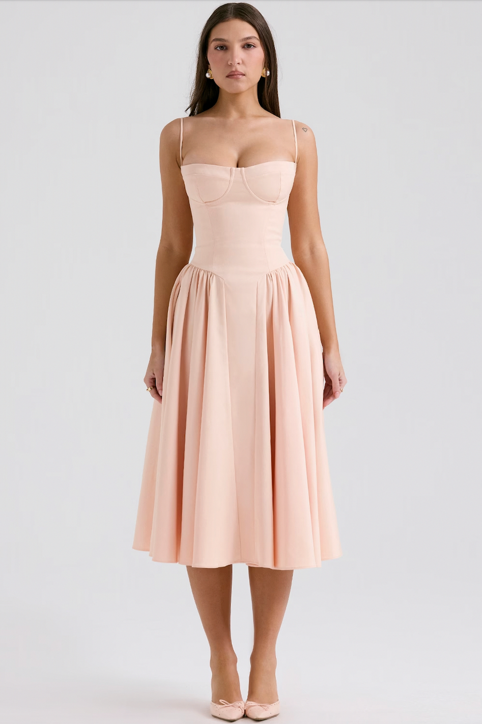 Corset Pleated Midi Dress