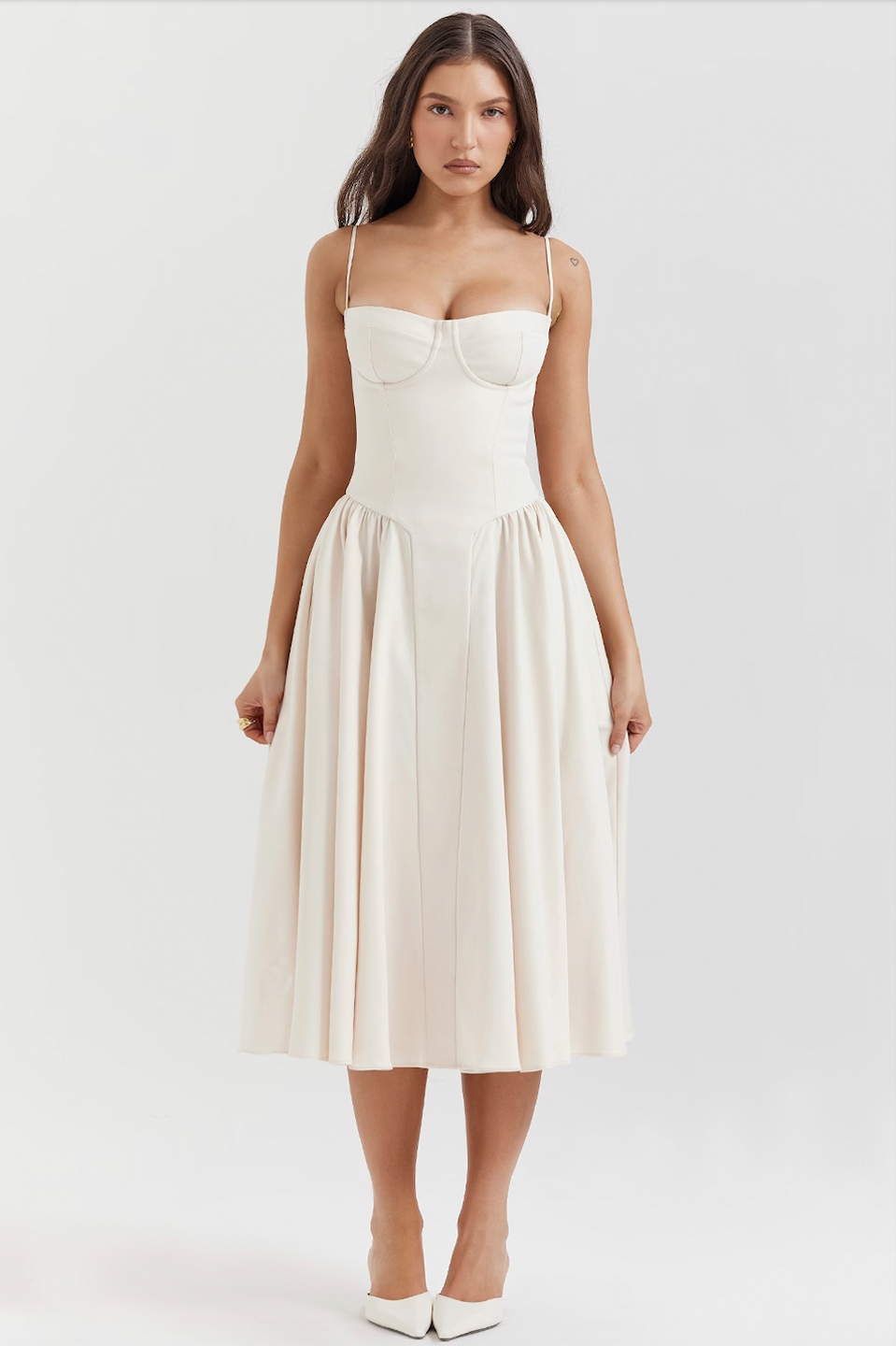 Corset Pleated Midi Dress