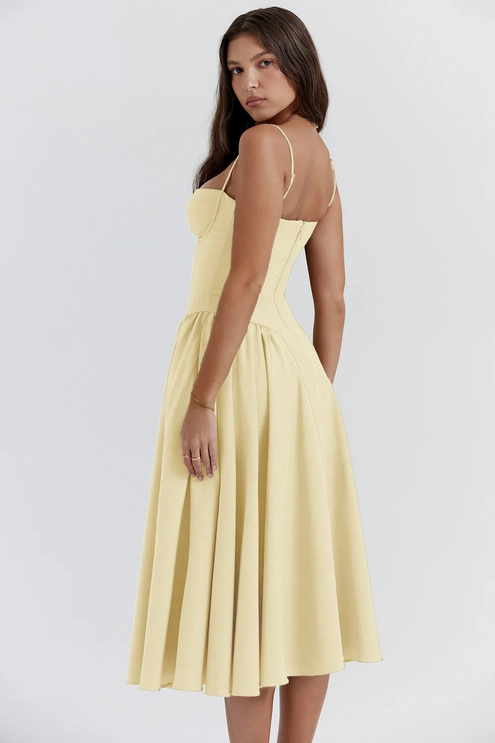Corset Pleated Midi Dress