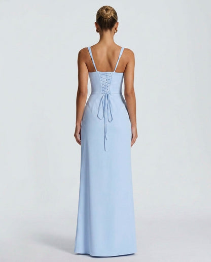 Corset Square Neck Ruched Maxi Dress