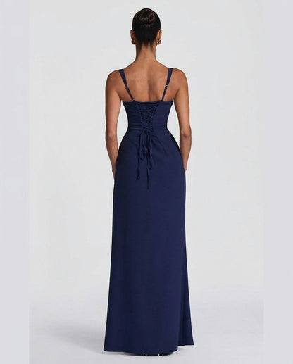 Corset Square Neck Ruched Maxi Dress