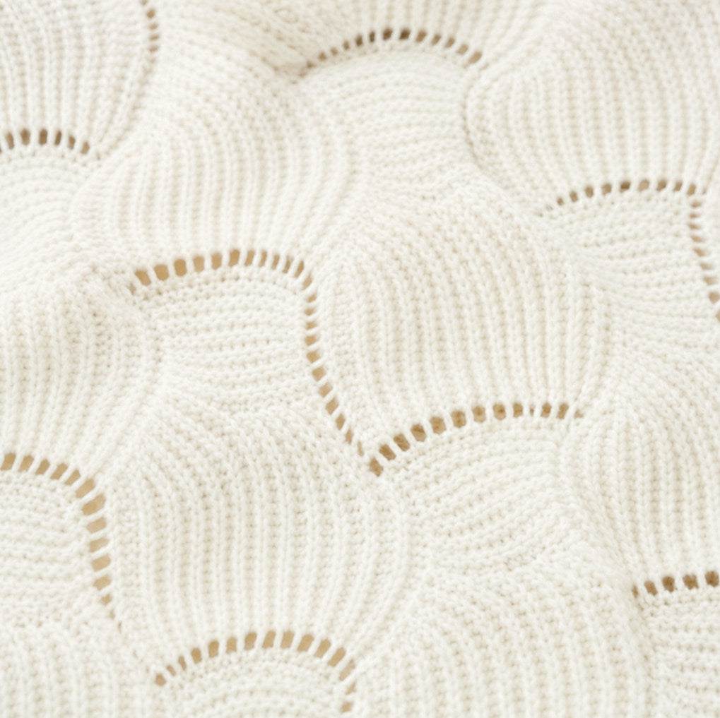 Crewneck Balloon Sleeve Scallop Sweater