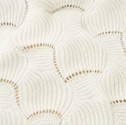 Crewneck Balloon Sleeve Scallop Sweater