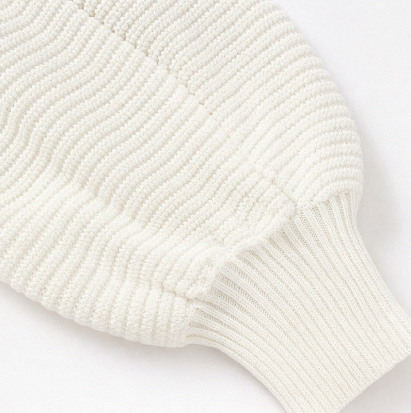 Crewneck Balloon Sleeve Scallop Sweater