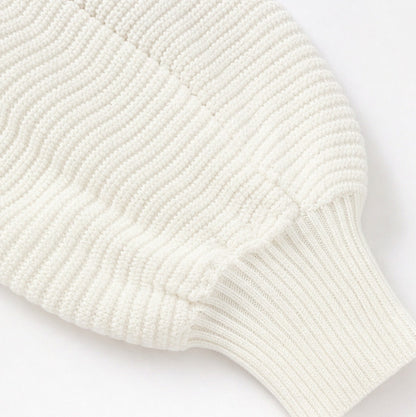 Crewneck Balloon Sleeve Scallop Sweater