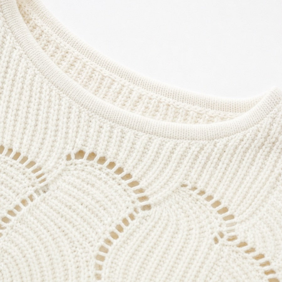 Crewneck Balloon Sleeve Scallop Sweater