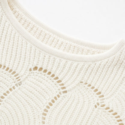 Crewneck Balloon Sleeve Scallop Sweater