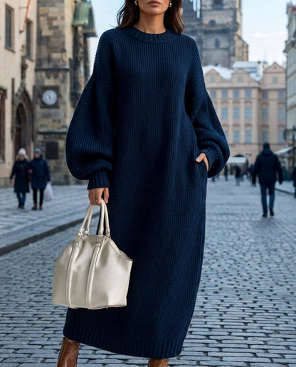 Crewneck Knit Maxi Sweater Dress