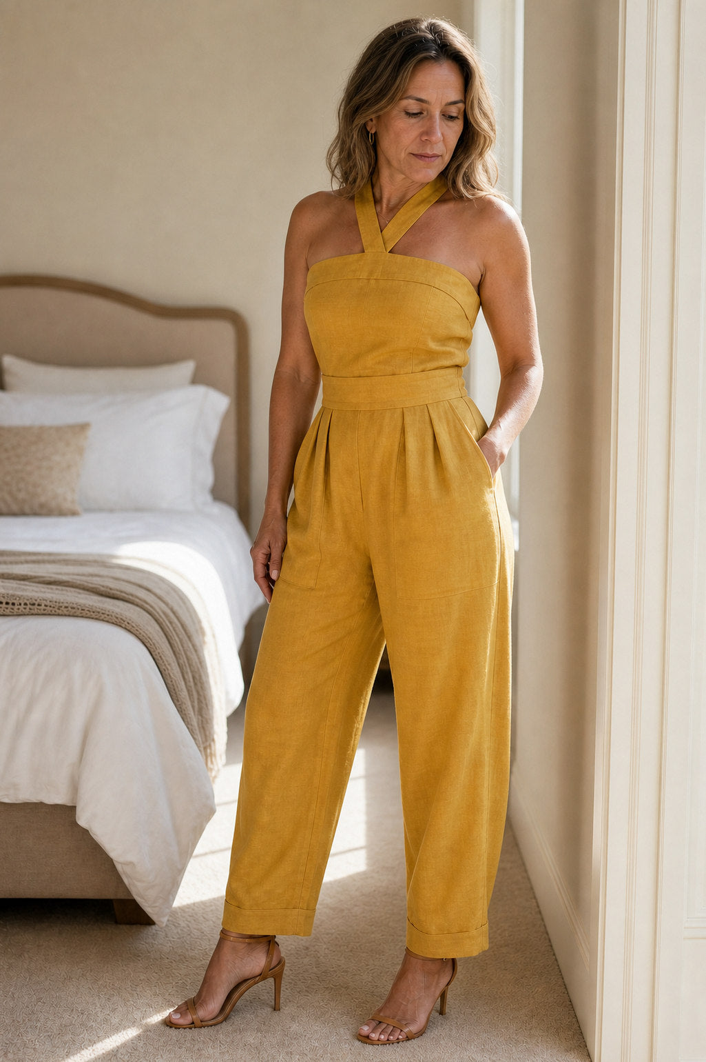 Crisscross Halter Wide Leg Jumpsuit