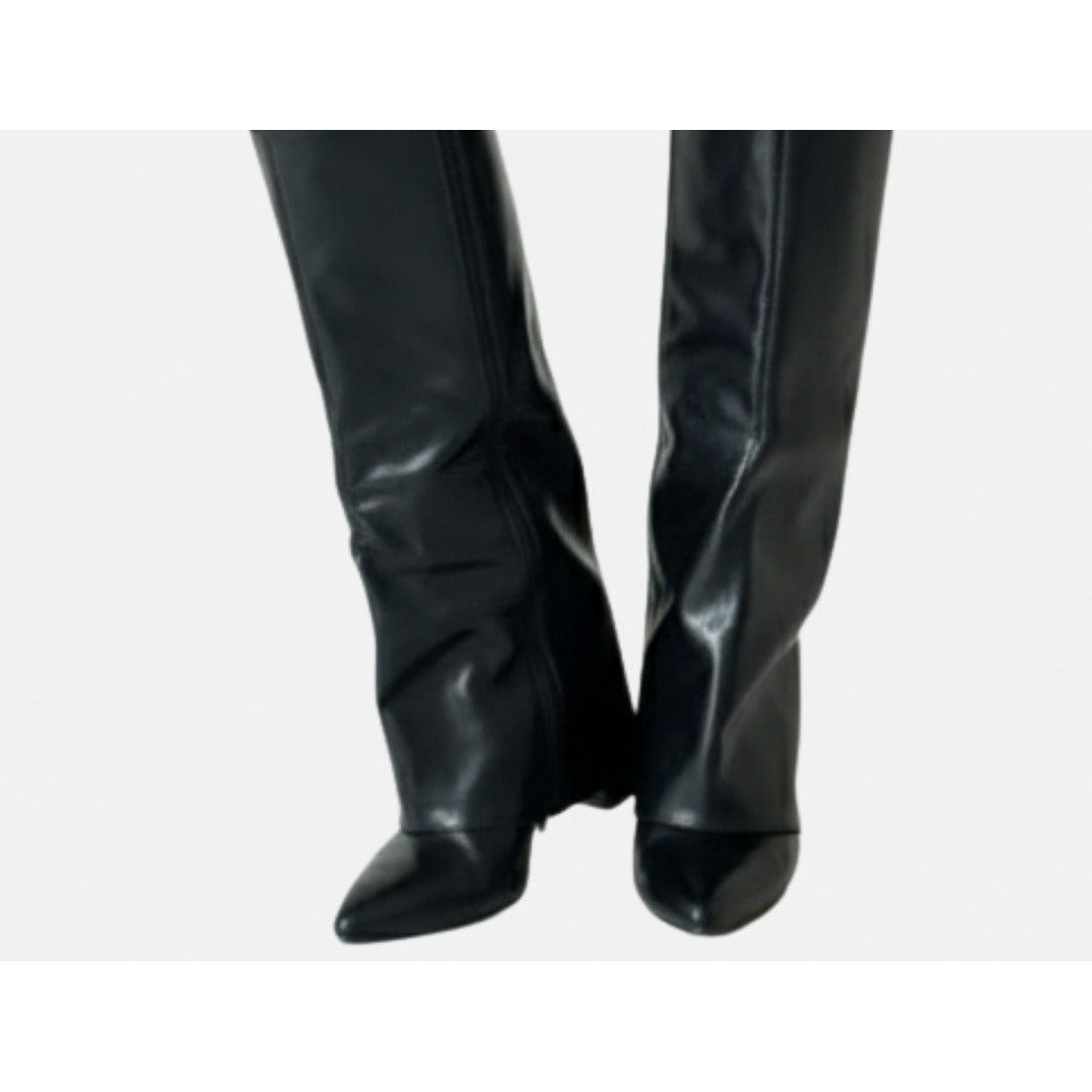 Fold Over Wedge Knee High Boots