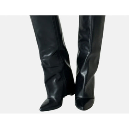 Fold Over Wedge Knee High Boots