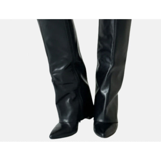 Fold Over Wedge Knee High Boots