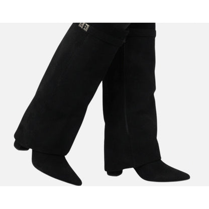 Fold Over Wedge Knee High Boots