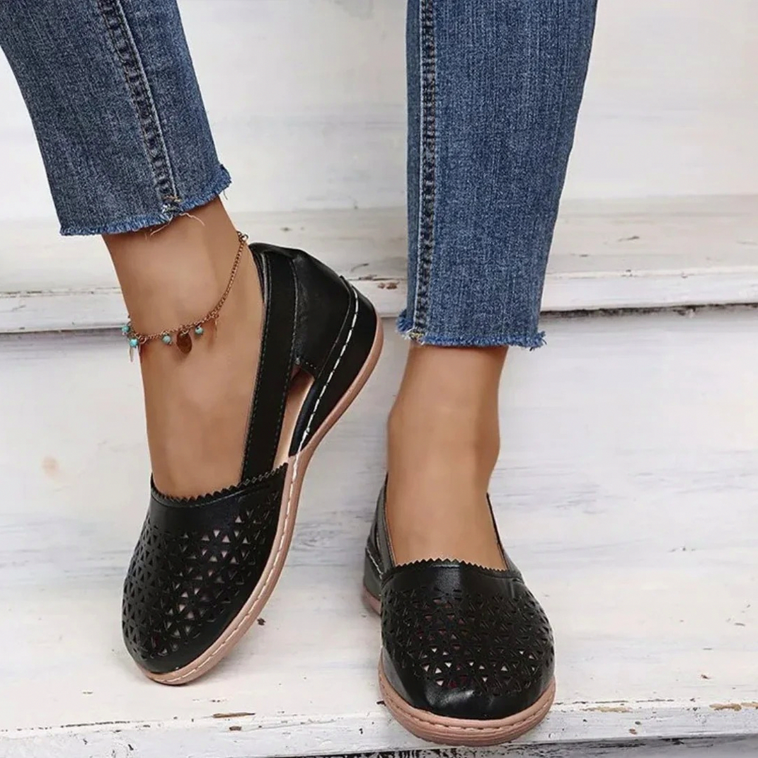 Cutout Wedge Loafers