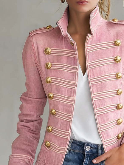 Denim Long Sleeve Military Jacket