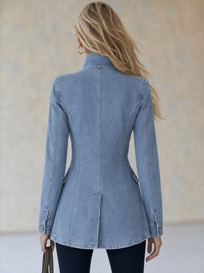 Denim Long Sleeve Military Jacket