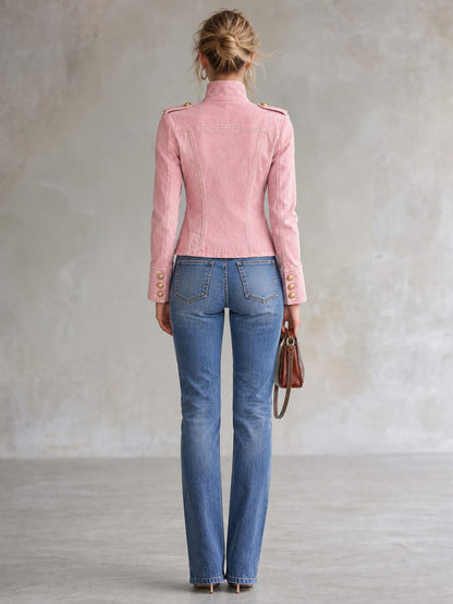 Denim Long Sleeve Military Jacket
